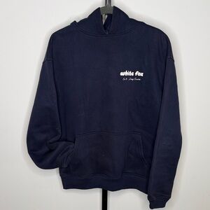White Fox Navy Logo Hoodie - Relaxed Pullover